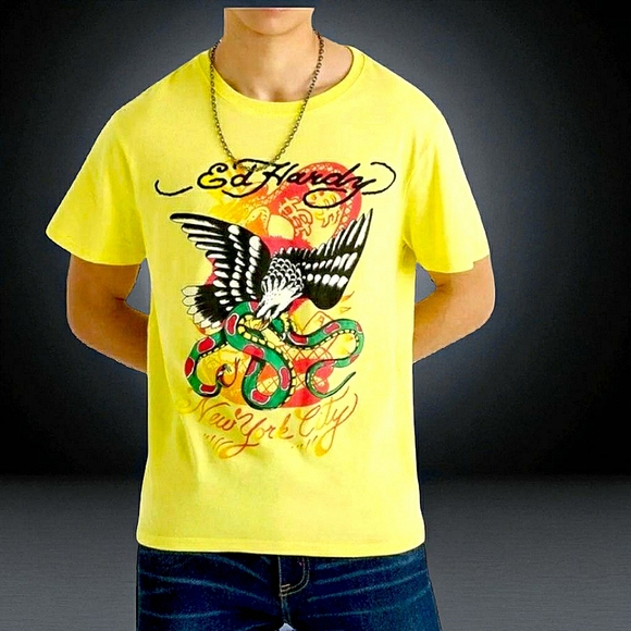 ED HARDY Graphic Tee MENS MEDIUM Shirt Eagle Snake Top - Picture 1 of 4